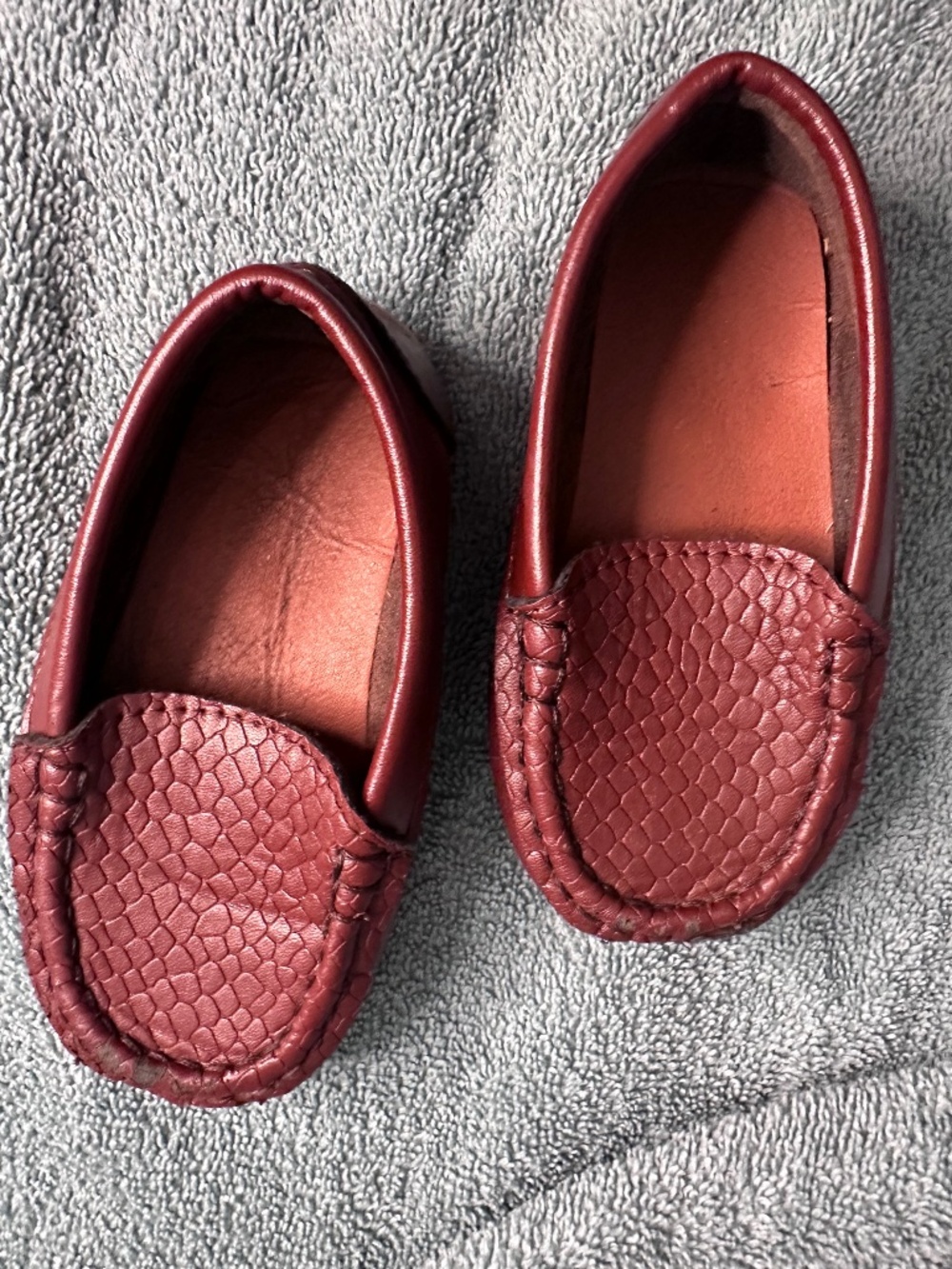 Toddler Burgundy Loafers | Faux Snakeskin Slip-On Shoes | Dress Shoes